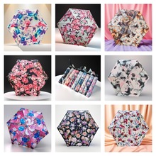 出日本超轻质120克纳米水墨插画双面出彩三折超细太阳伞防晒雨伞