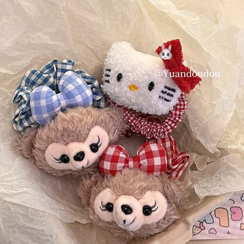 Cute Shirley Rose hair tie, college style JK style red plaid doll, sweet Japanese hair accessories wholesale