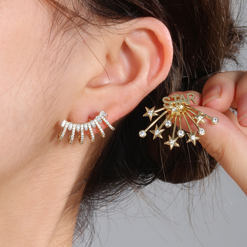 Xuping joyería bronce de piedra geométrica estrella pernos de orejas para mujeres ins lujo ligero aretes de alta sensación de verano para mujeres