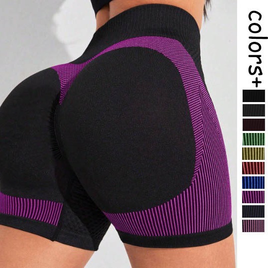 Cross-border seamless peach yoga pants with lifted buttocks, high-waisted yoga shorts for fitness and exercise