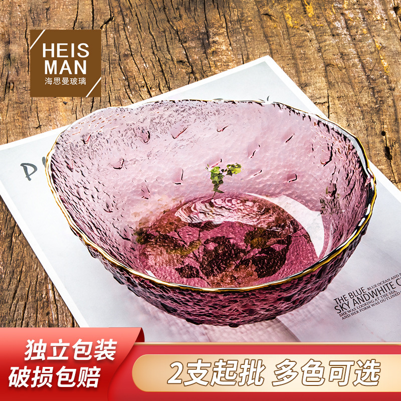 Creative Phnom Penh Hammer Drop Plate Irregular Glass Bowl Household Snack Dried Fruit Plate Colorful Salad Bowl Fruit Plate