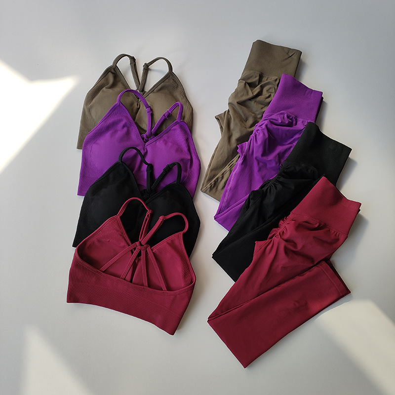New Professional Sexy Nine-Piece Yoga Set for Women, Quick-Dry Sports Bra, High-Waisted Butt-Lifting Fitness Shorts for Summer