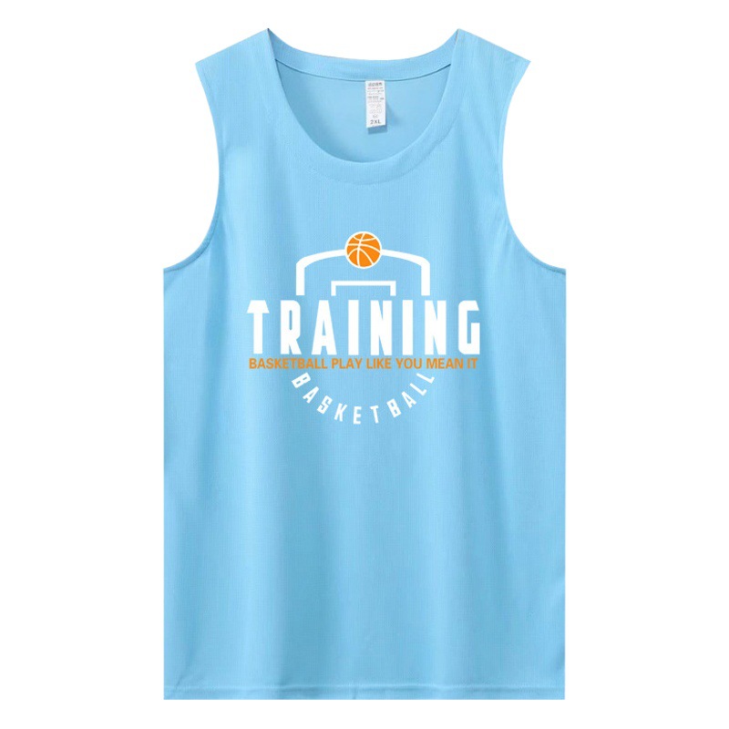 American running sports vest men's round neck sleeveless T-shirt waistcoat training clothes Jersey loose fitness summer quick-drying T