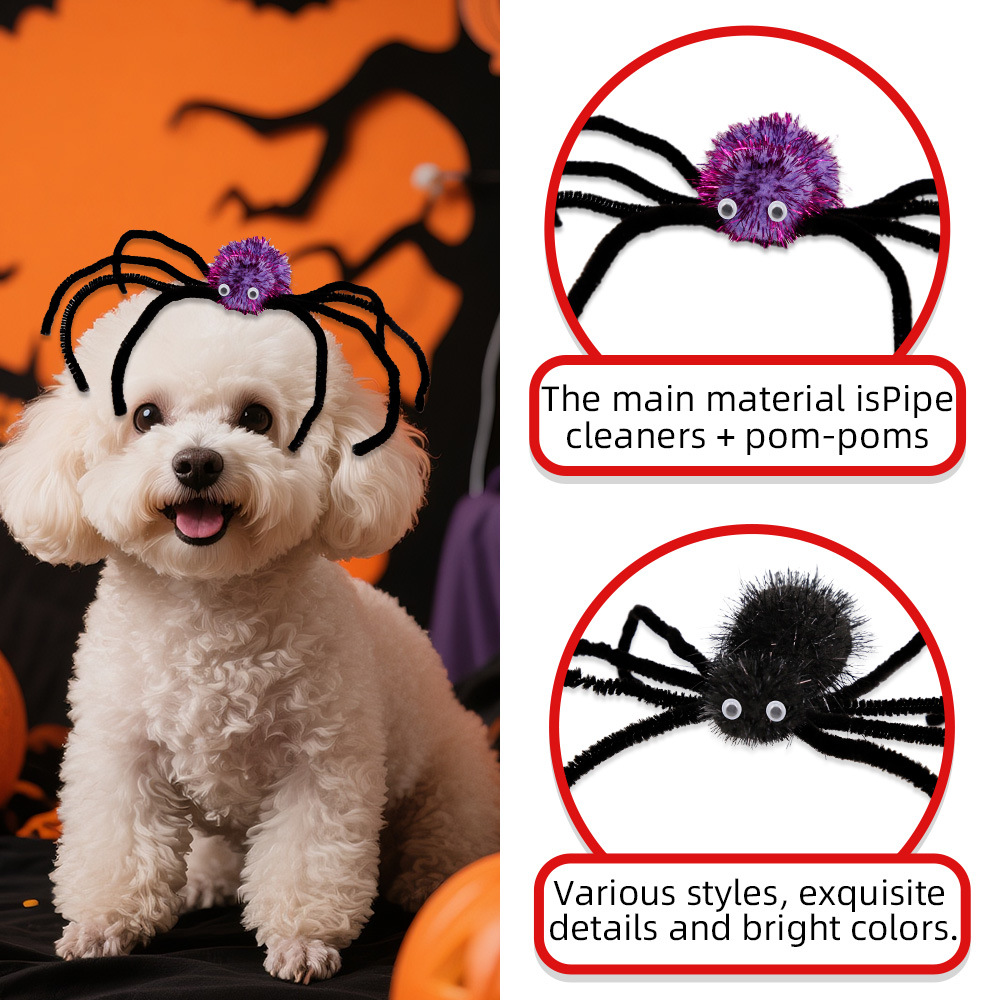 Clip de cabello de araña grande parodia de mascota tocado de perro gatos decoración de fiesta temática de Halloween DIY clip de araña