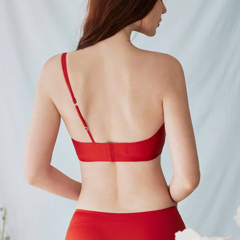 T5 nueva copa de garra de gato de concha, pechos pequeños reunidos, gran espalda sin tirantes, hermosa ropa interior, cuello colgante, sexy sujetador de estilo puro