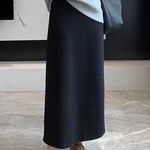 毛呢半身裙女秋冬季新款气质高腰修身显瘦中长款A字裙