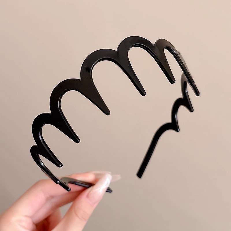 Alto cráneo de lana ondulado banda de cabello para mujeres lavado de cara maquillaje especial banda de cabello con dientes antideslizante acabado de cabello agrupado tocado