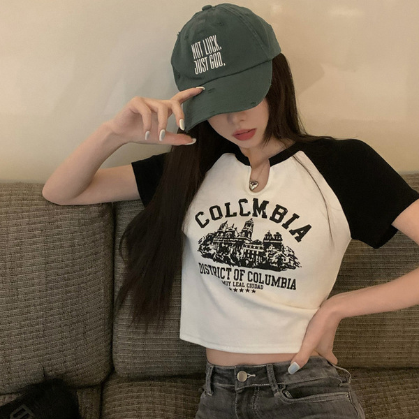 Summer retro design short T-shirt for students