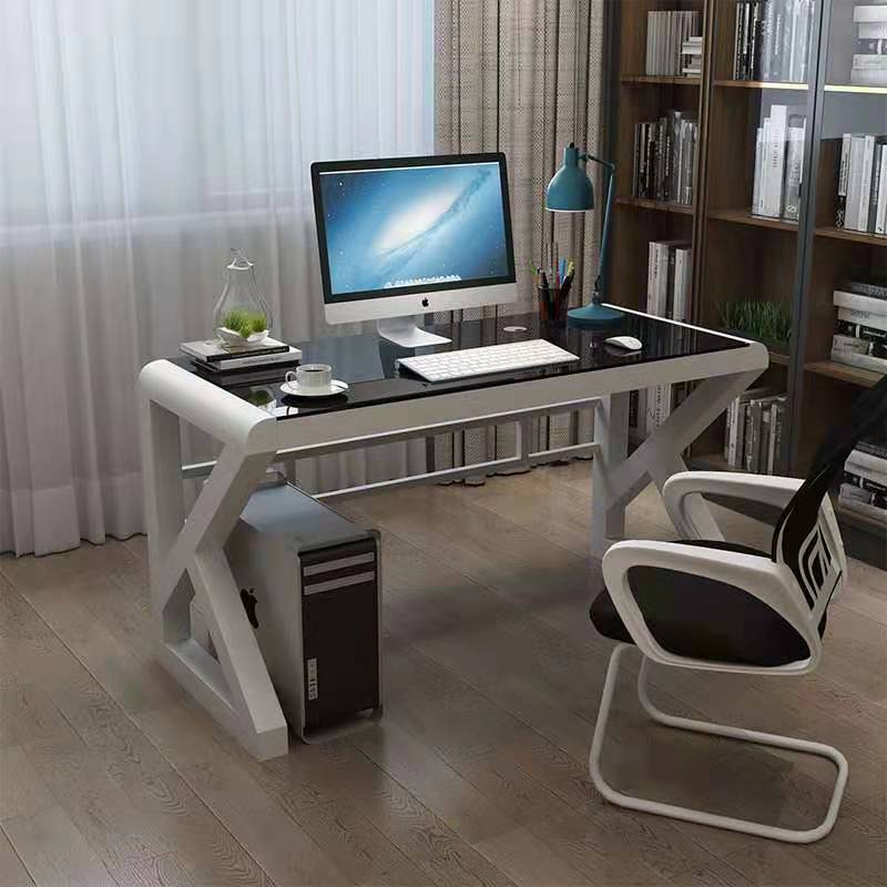 Simple Modern Computer Desk Desktop Desk Home Desk Tempered Glass Office Desk Multi-functional Writing Desk Study Table