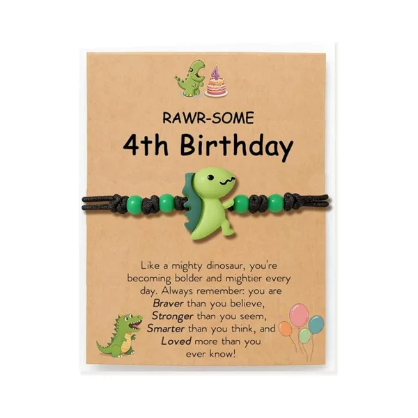 Amazon Cross-Border New Product: Small Dinosaur Handmade Adjustable Bracelet with Card, Birthday and Back-To-School Season Gift