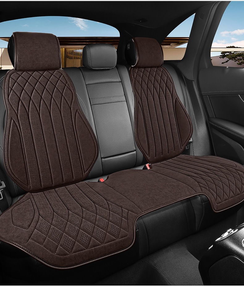 New Cross-Border Suede Semi-Enclosed Slim Waist Car Seat Cushion Wholesale Single Seat Double Seat Universal for All Seasons Multi-Piece Set