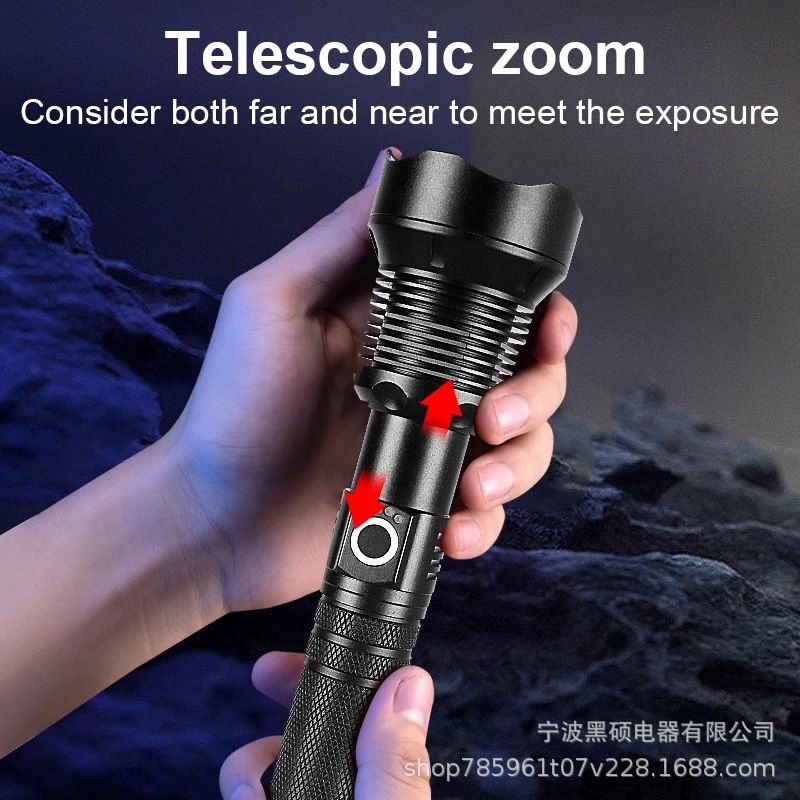 Lintera de luz brillante transfronteriza de aleación de aluminio carga linterna de emergencia al aire libre antorcha de patrulla de larga duración