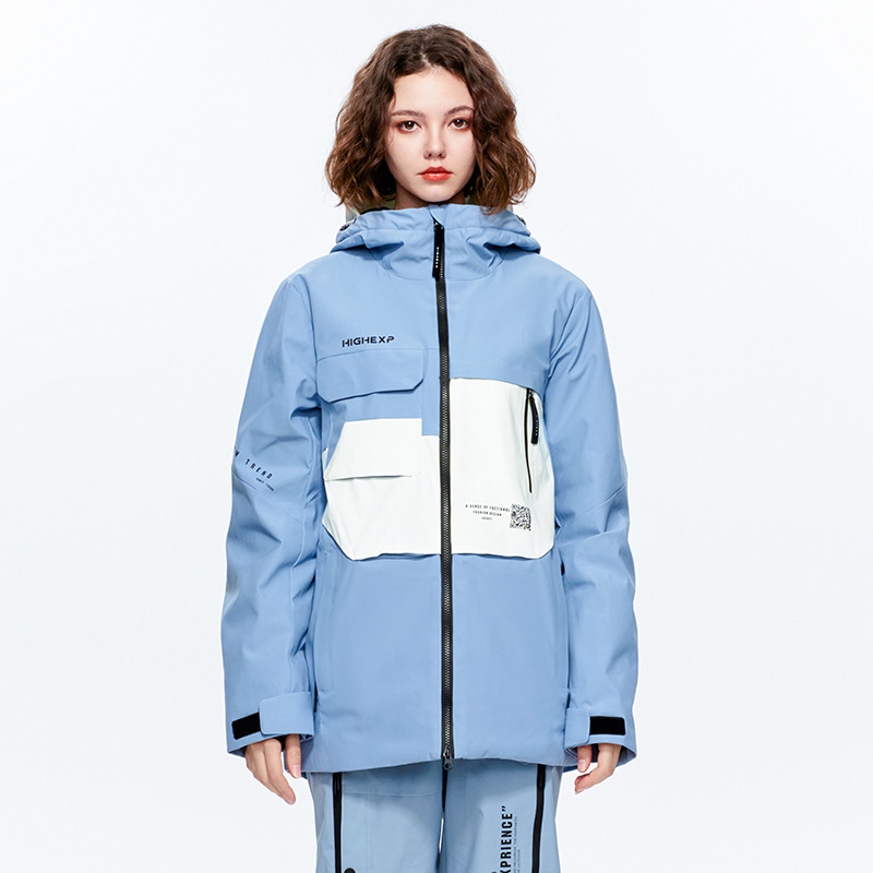 Nueva chaqueta de snowboard de alta gama para mujer, impermeable, cortavientos, cálida, chaqueta de exterior para hombre con doble capa y algodón añadido, transfronteriza.
