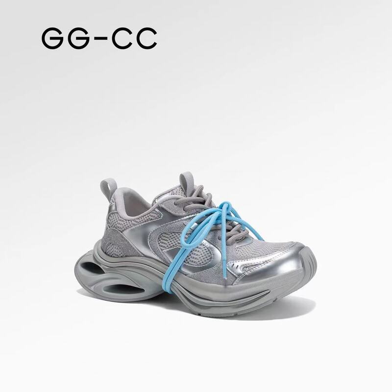 [Yang Chaocao Same Style] GGCC Star Travel 2025 Spring New Thick-soled Torre Shoes silver sneaker Women