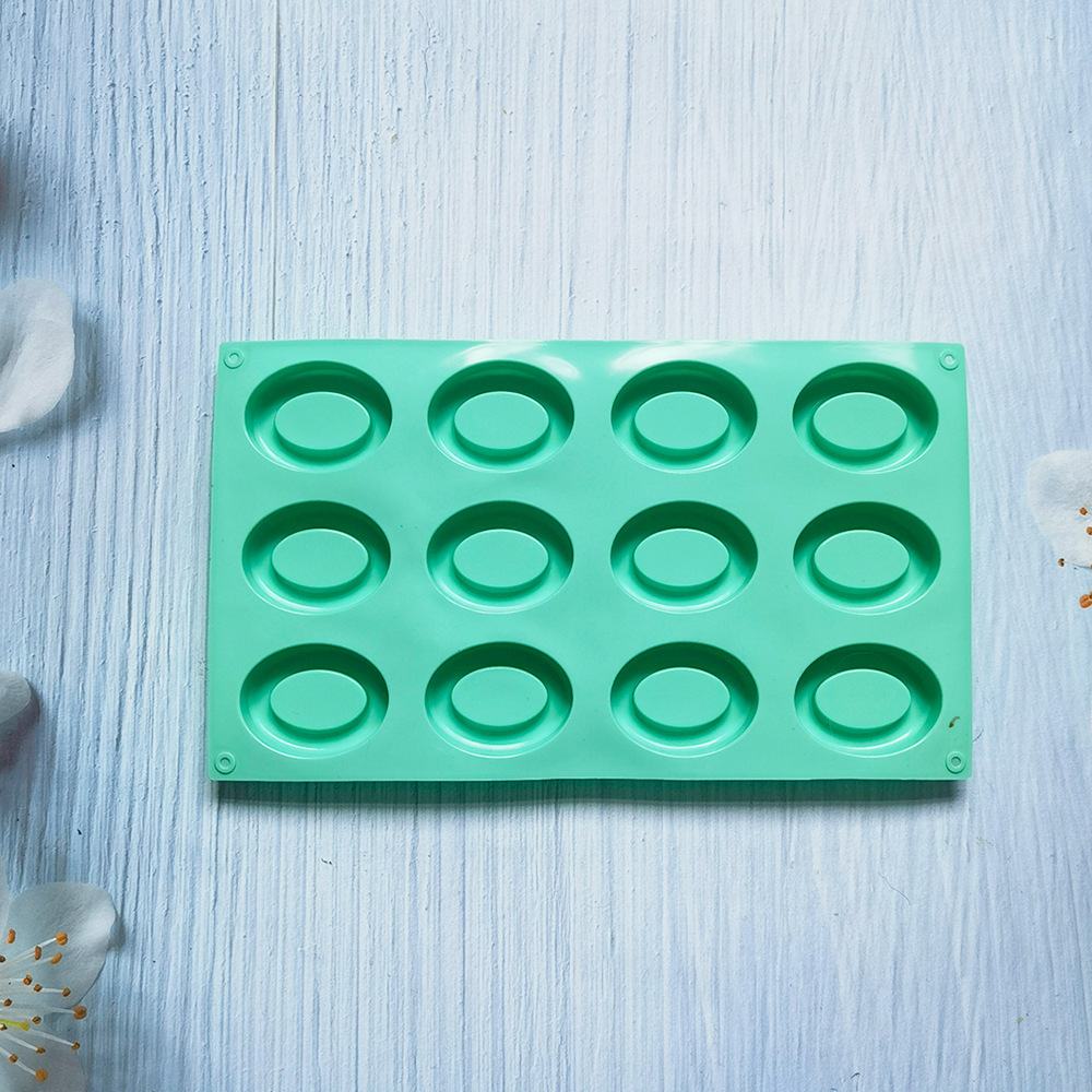 12 donuts elípticos 49 molde de silicona pastel helado pudín molde de postre jabón utensilios