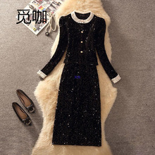 小香风套装裙女秋季女神范时尚气质名媛感轻奢黑色职业两件套