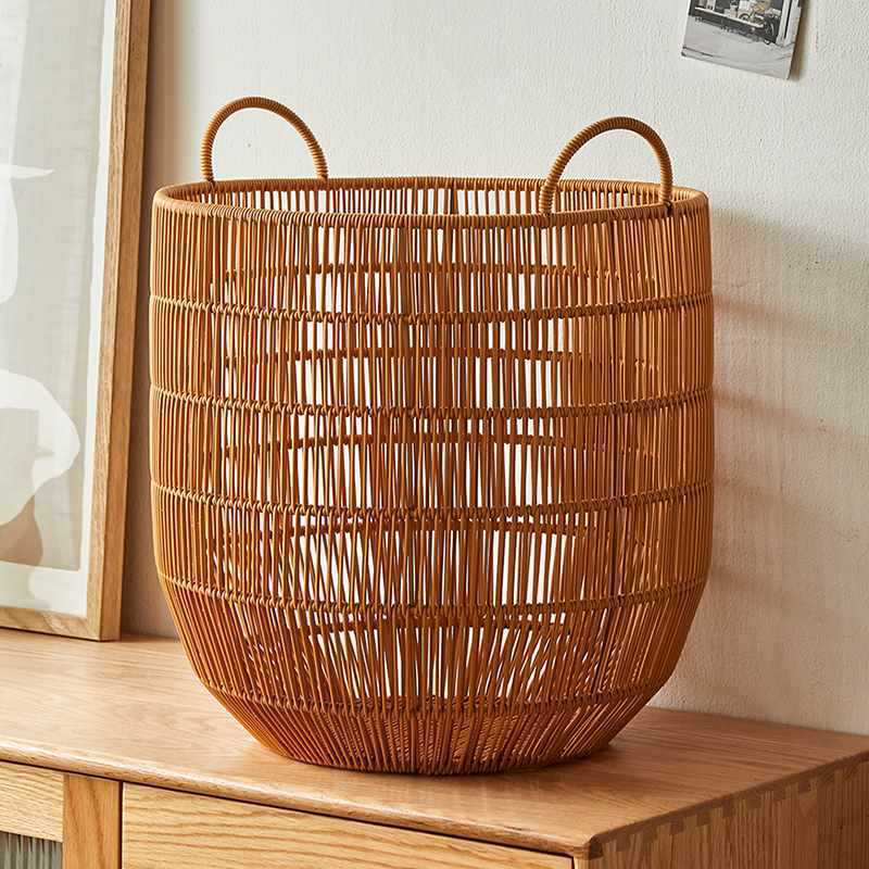 Bathroom Laundry Basket, Bedroom Dirty Clothes Basket, Imitation Rattan Dirty Clothes Hamper, Dirty Clothes Storage Basket, Waterproof Basket