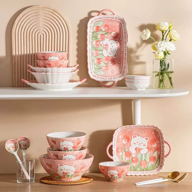 Cartoon set, ceramic high quality tableware for home use, (Cross-border trading)