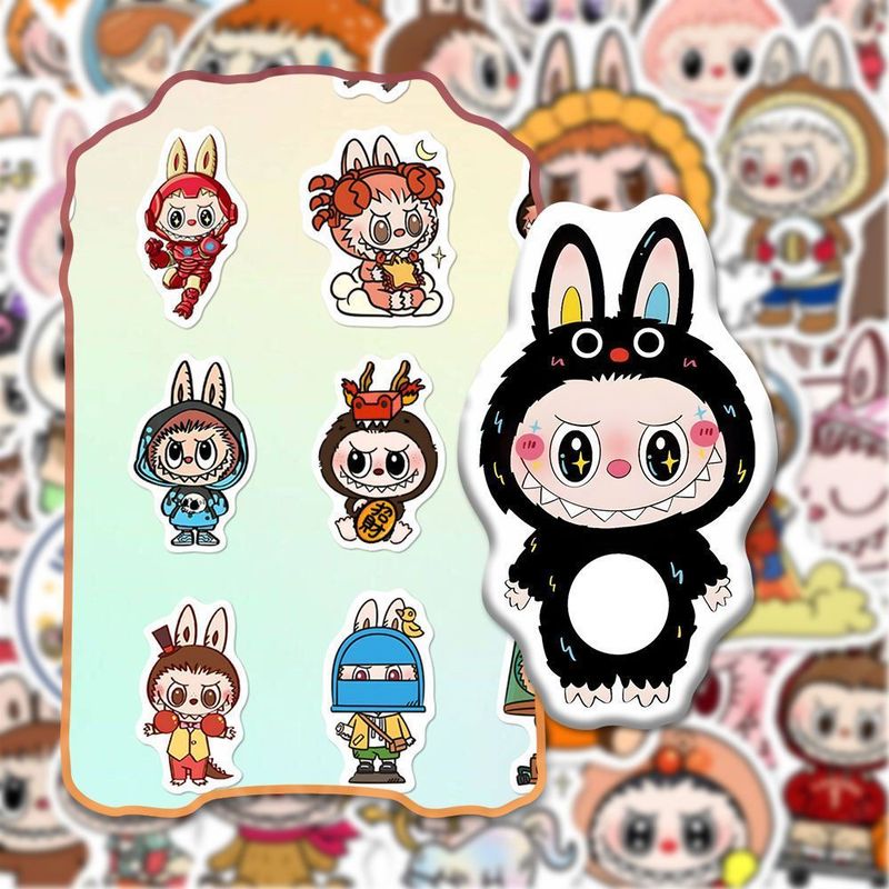 160张可爱小恶魔labubu贴纸顶流潮玩拉布布玩偶周边diy笔记本自粘|undefined