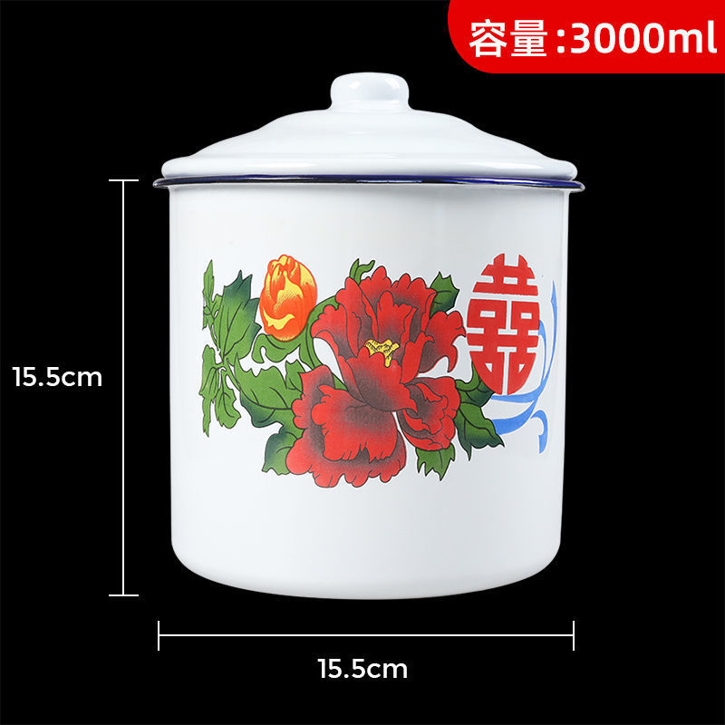 Taza de esmalte para el hogar nostálgico 8 clásico antiguo estilo antiguo con tapa de gran capacidad 9 tazas de agua olla de té retro de hierro