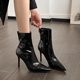 Red Primer Picken Bean Same Style High Heel Boots Women's 2024 New Black High Heels Autumn and Winter Thick Heel Thin Boots