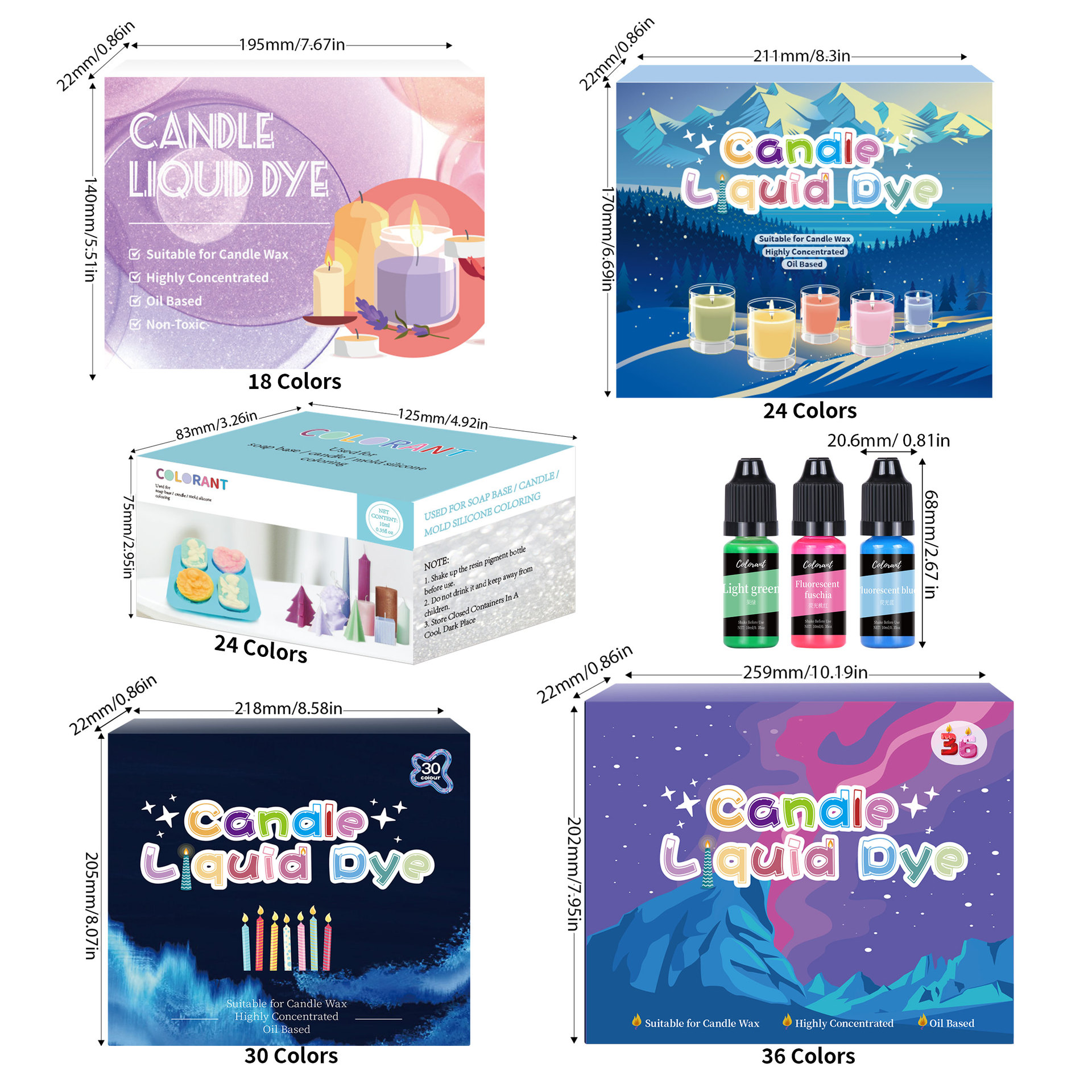 Cross border high concentration 48 color candle colorant new standard handmade soap aromatherapy can