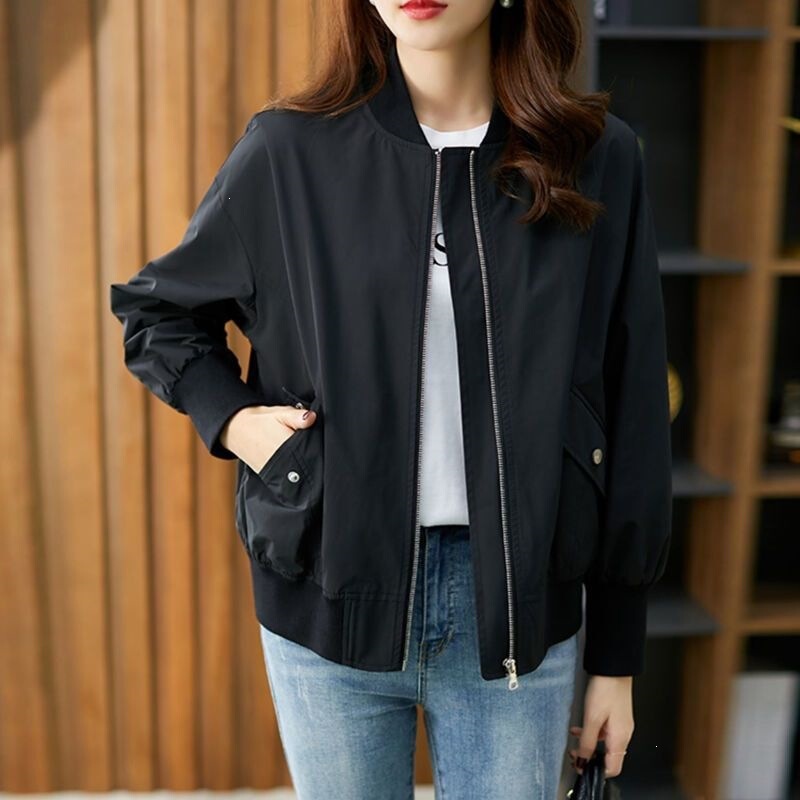 Women's spring and autumn short jacket, 2026 new style, baseball collar jacket, loose-fitting, slimming, versatile jacket, women's top