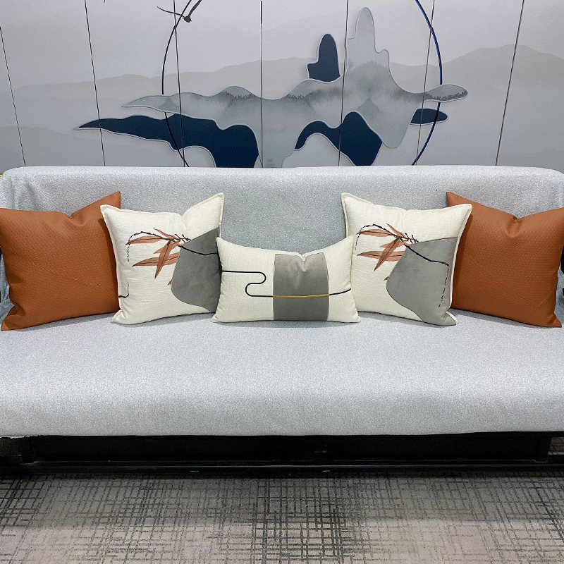 New Chinese Style Pillow Sofa Cushion Model Room Living Room Decorative Pillow Square Pillow Designer Waist Pillow Pillow Case