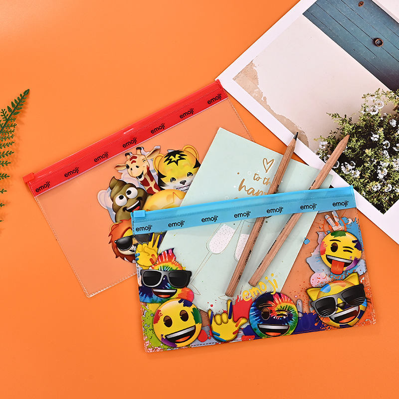 卡通文具收纳袋透明磨砂pvc拉链袋定 制化妆品试用装整理袋批发