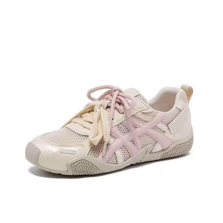 Zapatos de entrenamiento transpirables de malla 2026 nuevos zapatos de verano con lazos de color, zapatos deportivos casuales ligeros y gruesos