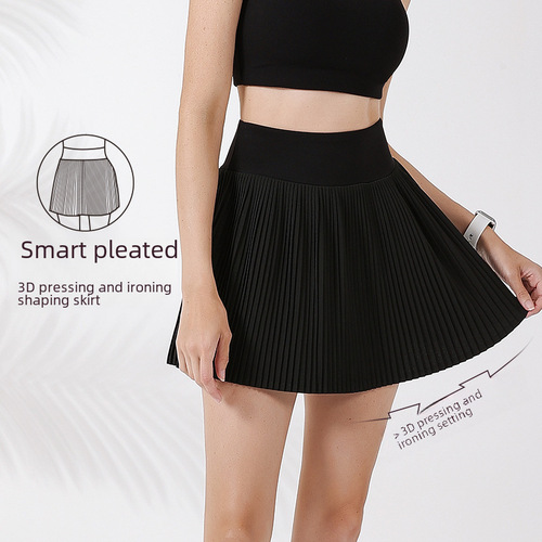 Summer New 3D Pressed Pleated Fitness Tights for Women with Built-in Pockets, Running Training, Quick-Drying Yoga Skirts