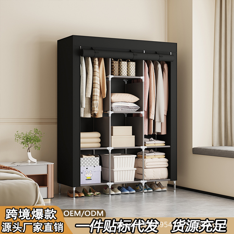 Armario grande para uso doméstico, fácil de instalar, gran capacidad, almacenamiento a prueba de polvo, multifuncional, mueble de armario moderno y minimalista.