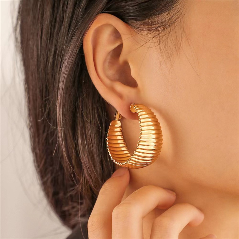 Fashion C Shape Metal Plating Womenu0027S Earrings 1 Pair