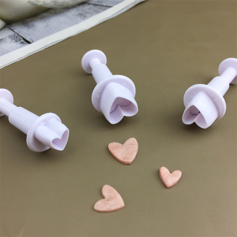 3PCS мини-любящая сахарная цветочная форма в форме сердца пружинная форма для прессования DIY выпечка сахарная форма для торта