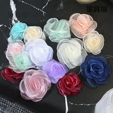 韩版十五片纱花雪纱布艺花烧边花 手工diy服装辅料发夹饰品垒德株