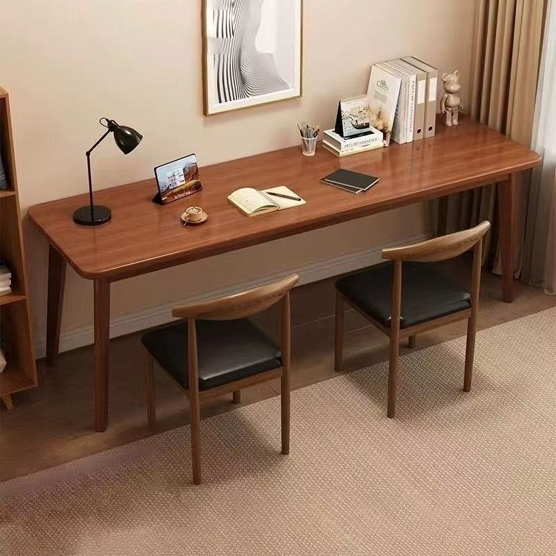 Long Narrow Table Against the Wall, Rectangular Office Desk, Double Desk, Home Computer Desk, Solid Wood Leg Workbench Long Narrow Table Against the Wall, Rectangular Office Desk, Double Desk, Home Computer Desk, Solid Wood Leg Workbench