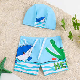 批发儿童泳裤2024新款韩版可爱婴幼儿卡通鳄鱼中小童沙滩男孩泳裤