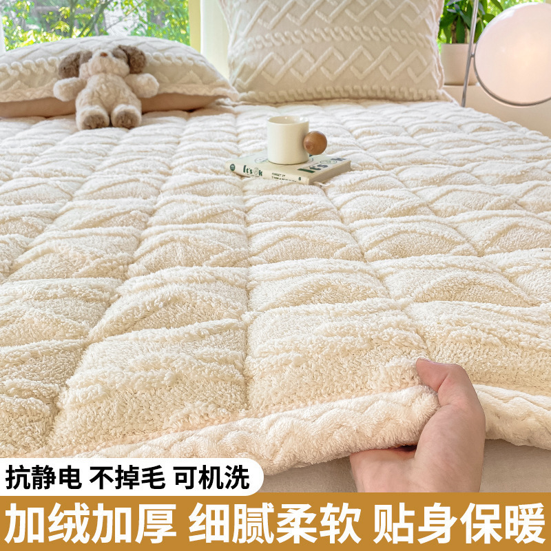 クラスA厚いタフマットレスクッション家庭用寝室牛乳ベルベットマットレス冬シングルマット布団|undefined