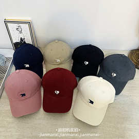 新款爱心棒球帽子女大头围软顶鸭舌帽韩风可爱休闲百搭遮阳帽子男