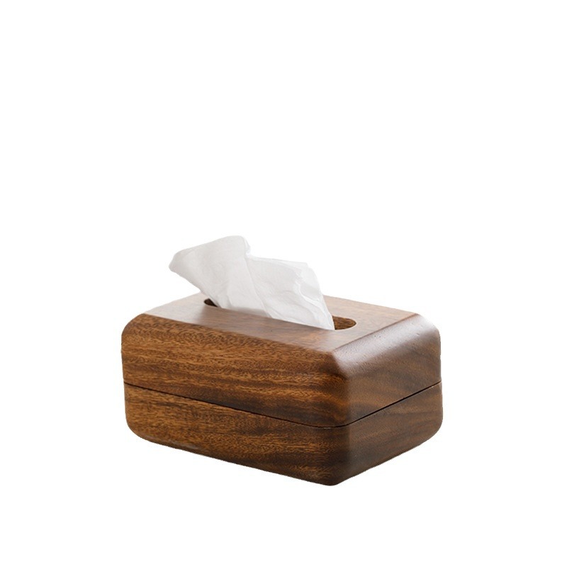クルミ材ティッシュボックス 家庭用 リビングルーム ティッシュボックス 可愛い レストラン ホテル 刻印入り シンプル 無垢材 ティッシュ収納ボックス