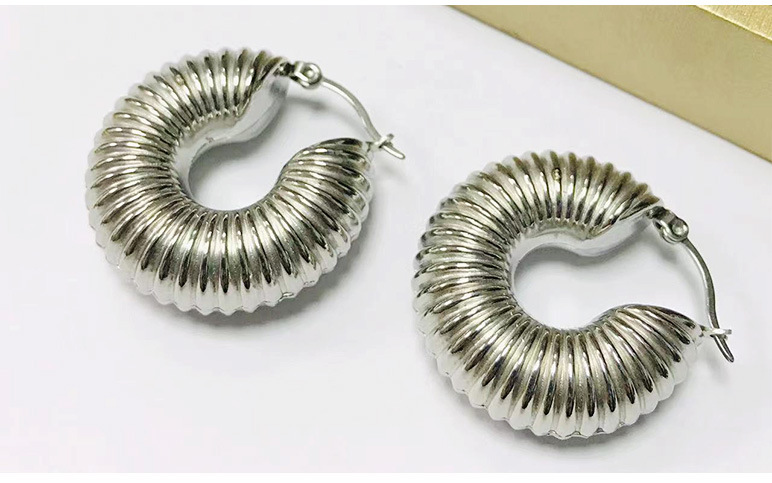 Fashion Spiral Stripe Stainless Steel Gold Plated Earrings 1 Pair display picture 1