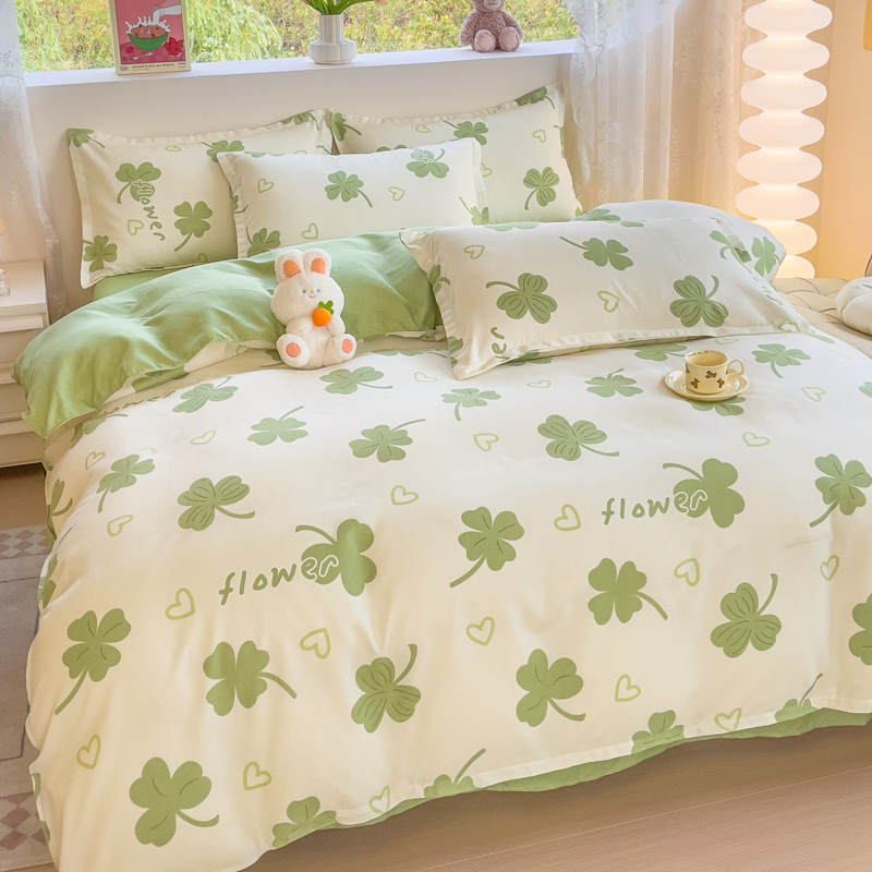 Parure de lit en coton brossé, housse de couette simple_voghion.com