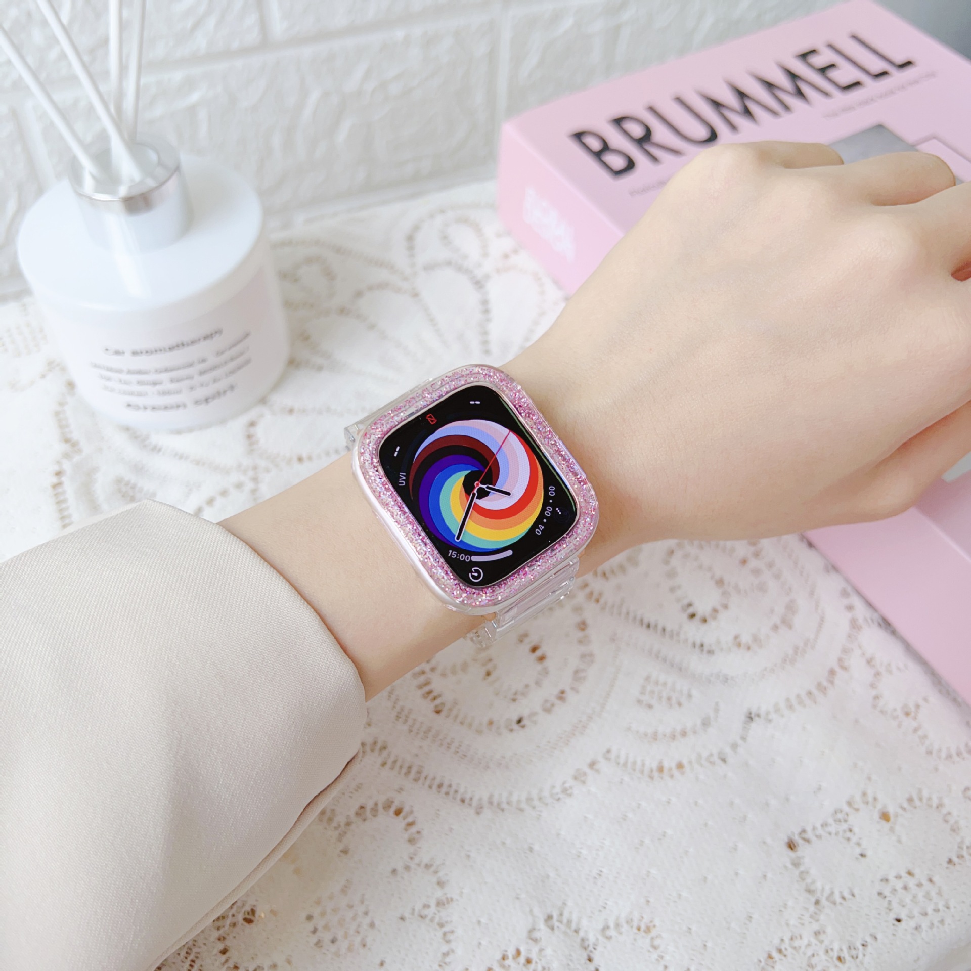 Suitable for Apple watch 45678 representative case apple watch se laser pearlescent PC hard shell protective case