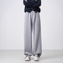 加绒裤子女秋冬垂感显瘦软糯阔腿裤加厚保暖裤运动裤束脚裤子