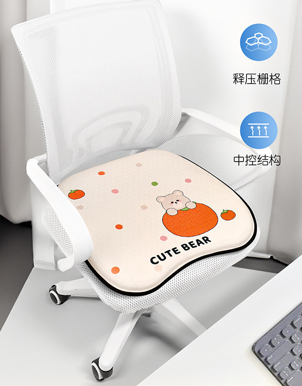 Summer Honeycomb Gel Car Seat Cushion Office Ice Silk Seat Cushion Cartoon Fat Cushion Gel Breathable Seat Cool Cushion
