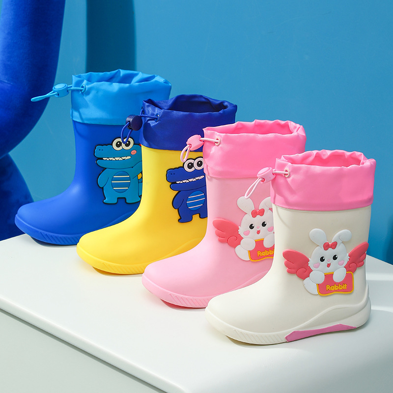 Children's Mid-Calf Rain Boots Waterproof and Non-Slip Small, Medium and Large Children's Rubber Cartoon Water Boots Toddlers Cute Baby Water Boots Wholesale
