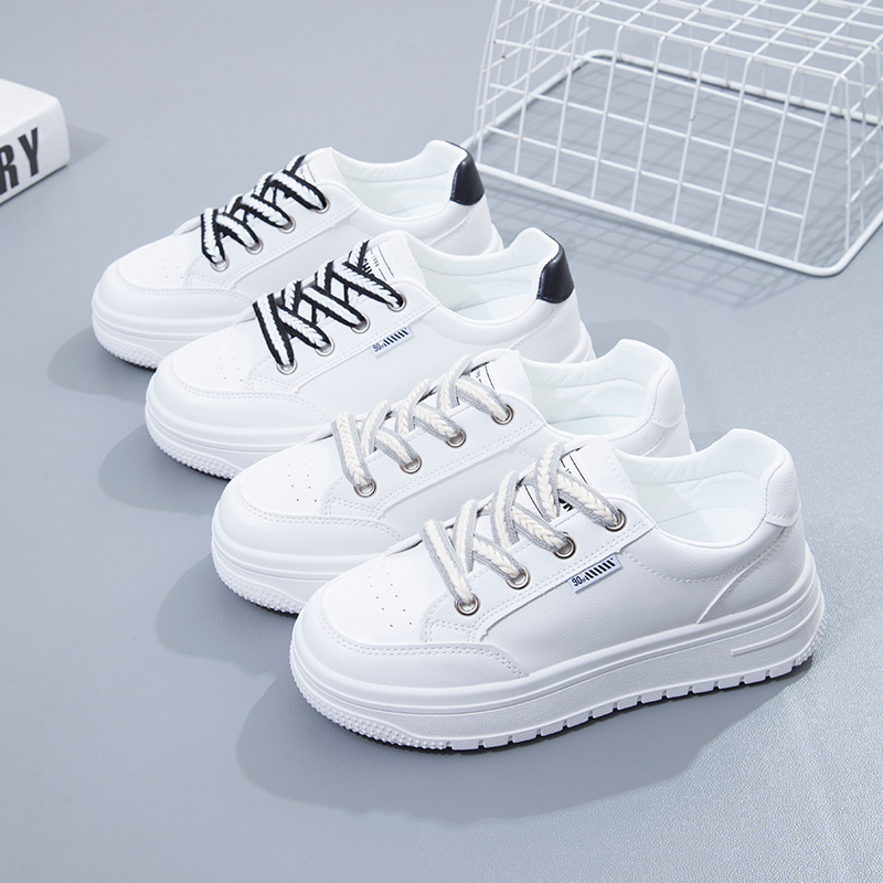 小白鞋女2023春季新款板鞋平底皮面板鞋女士休闲春鞋网红女鞋PH86