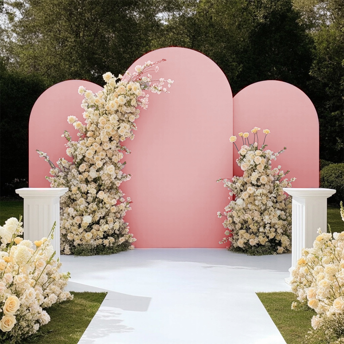 Cubierta de boda de seda de leche transfronteriza decoración cubierta de tela de arco elástico cubierta de fondo de fiesta de cumpleaños cubierta de tela semicircular cubierta protectora