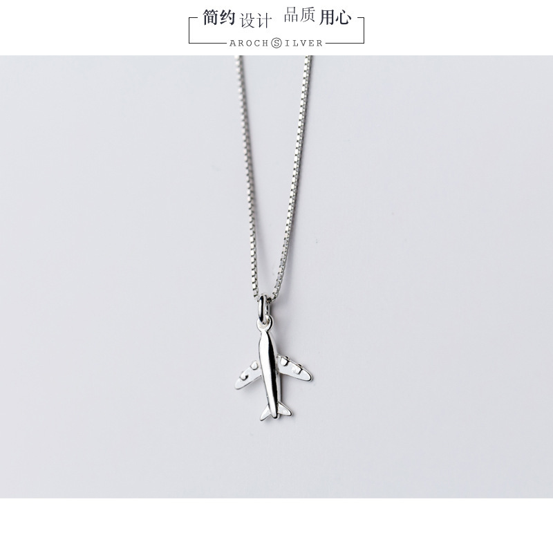 S925 plata japonesa y coreana temperamento dulce colgante de avión personalidad colgante único mujer D3511