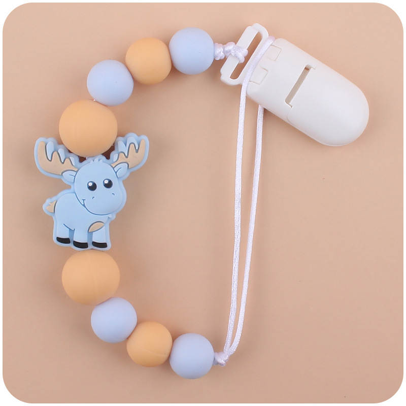 Nuevos suministros para bebés chupete cadena creativa bebé alce de silicona bebé mordedura molar anti-caída de la cadena